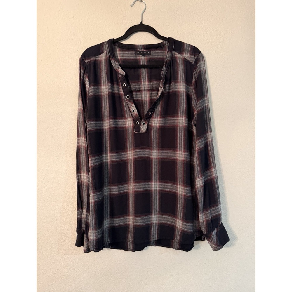 Sanctuary Women's Plaid Popover Boho Tunic Top Size XL EUC Comfy